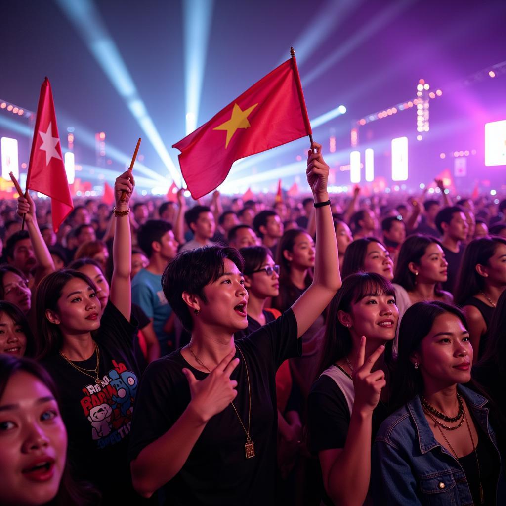 Kpop fans gathering in Vietnam for a concert or event