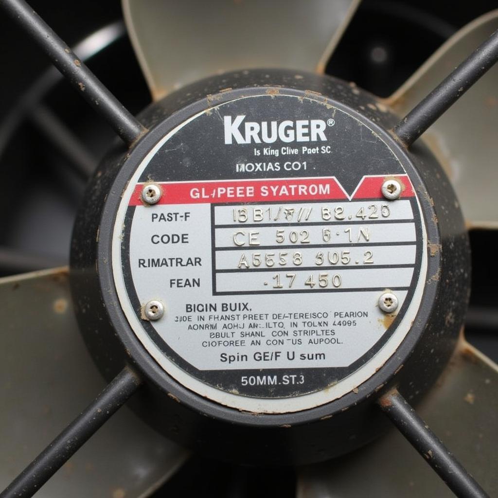 Kruger Fan Code Identification Plate