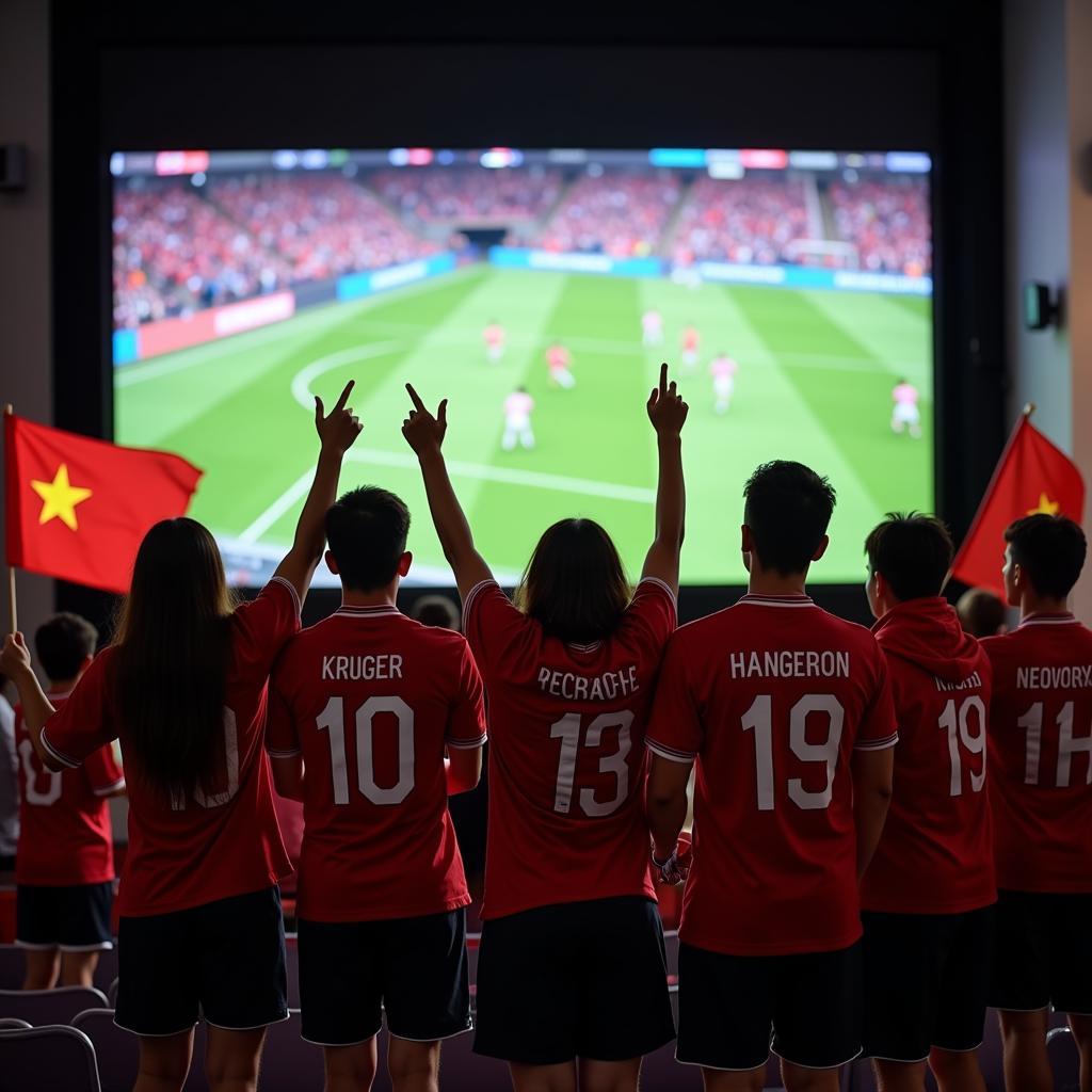 Kruger fans in Vietnam watching a football match together.