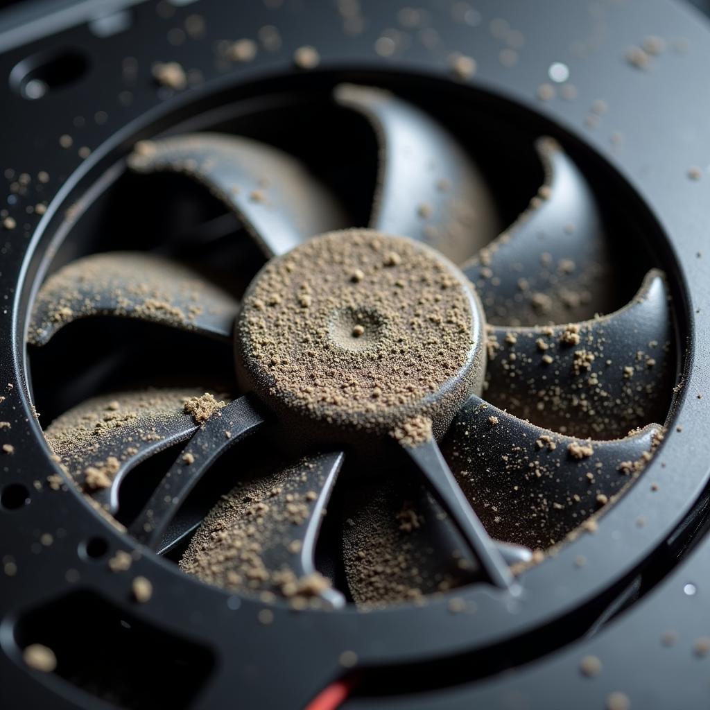 Laptop CPU fan covered in dust