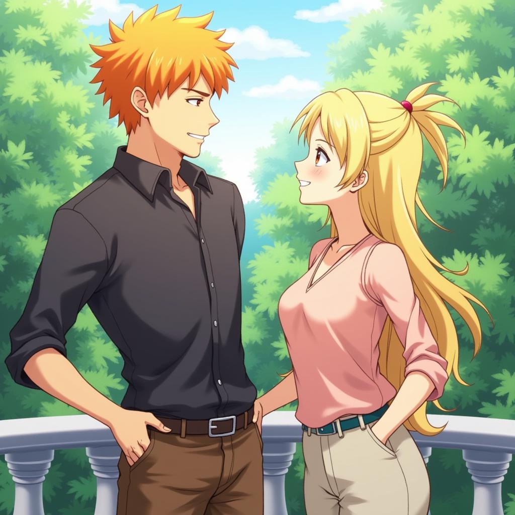 Laxus and Hisui sharing a quiet moment together