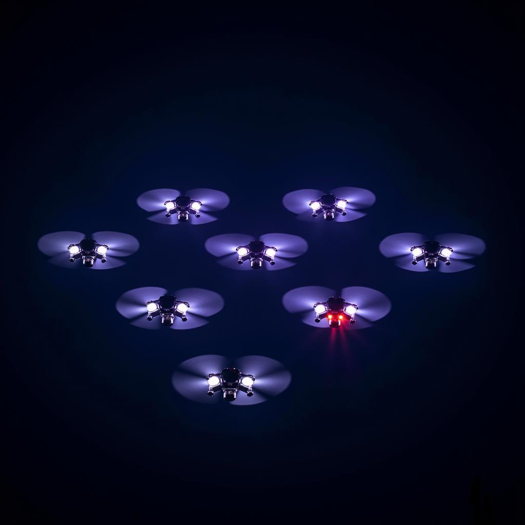 Synchronized LED Fan Drone Formation Flight