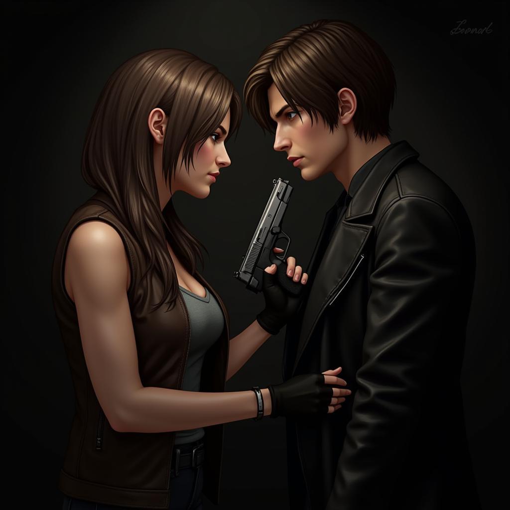 Leon and Ada in a tense moment from Resident Evil 4