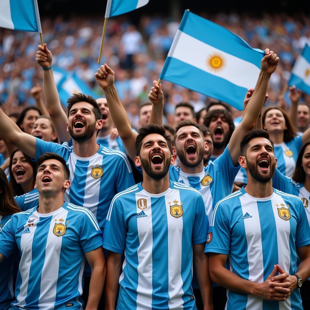 Lionel Messi fans celebrating a victory