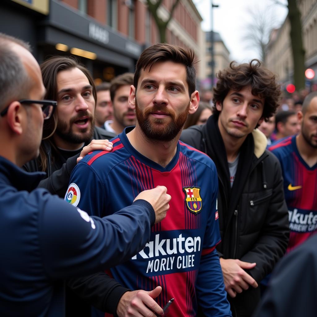 Lionel Messi with PSG Fans