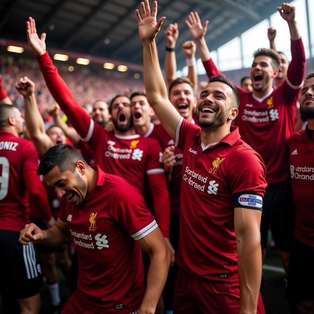 Liverpool fans celebrating a goal