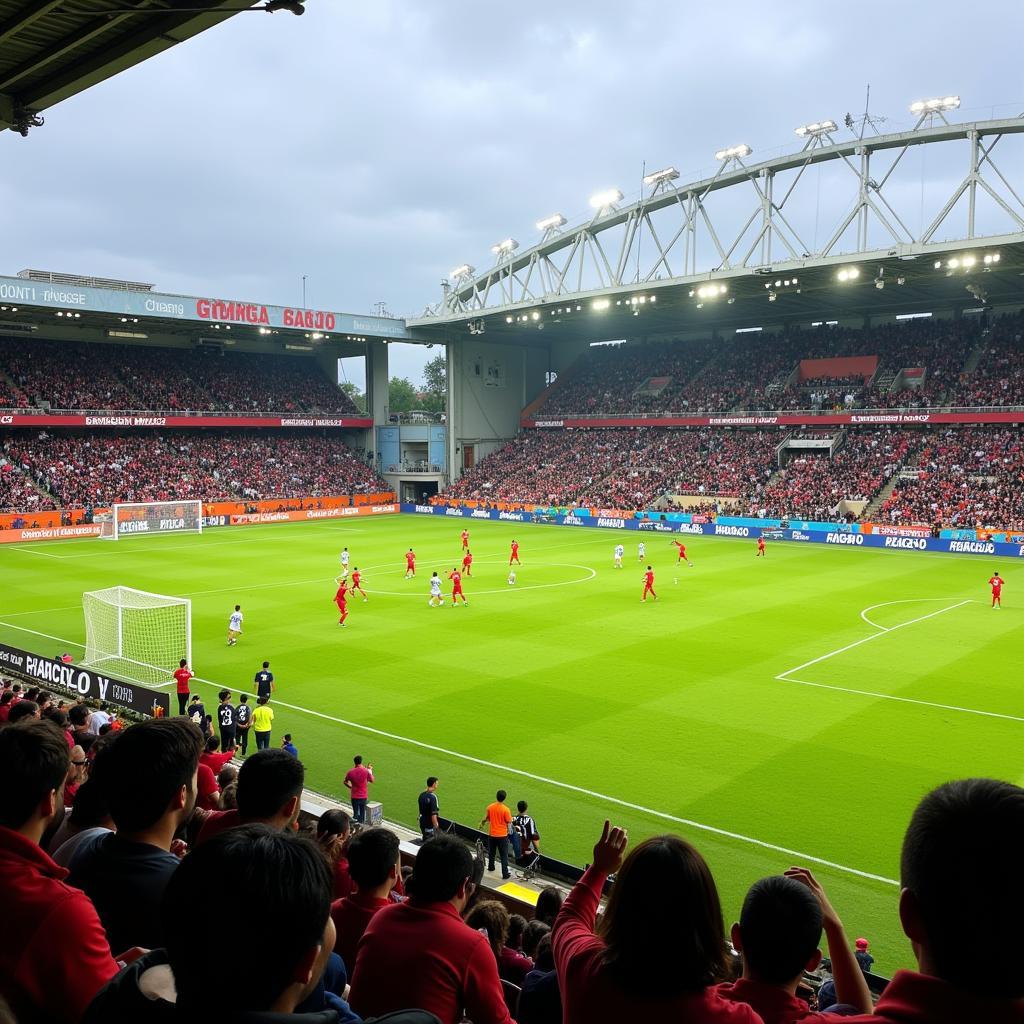 A local Vietnamese football league match in progress