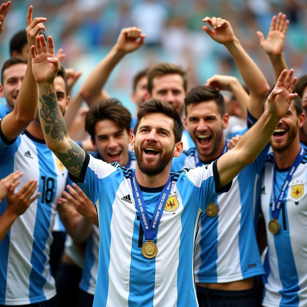 Lionel Messi Celebrating World Cup Win