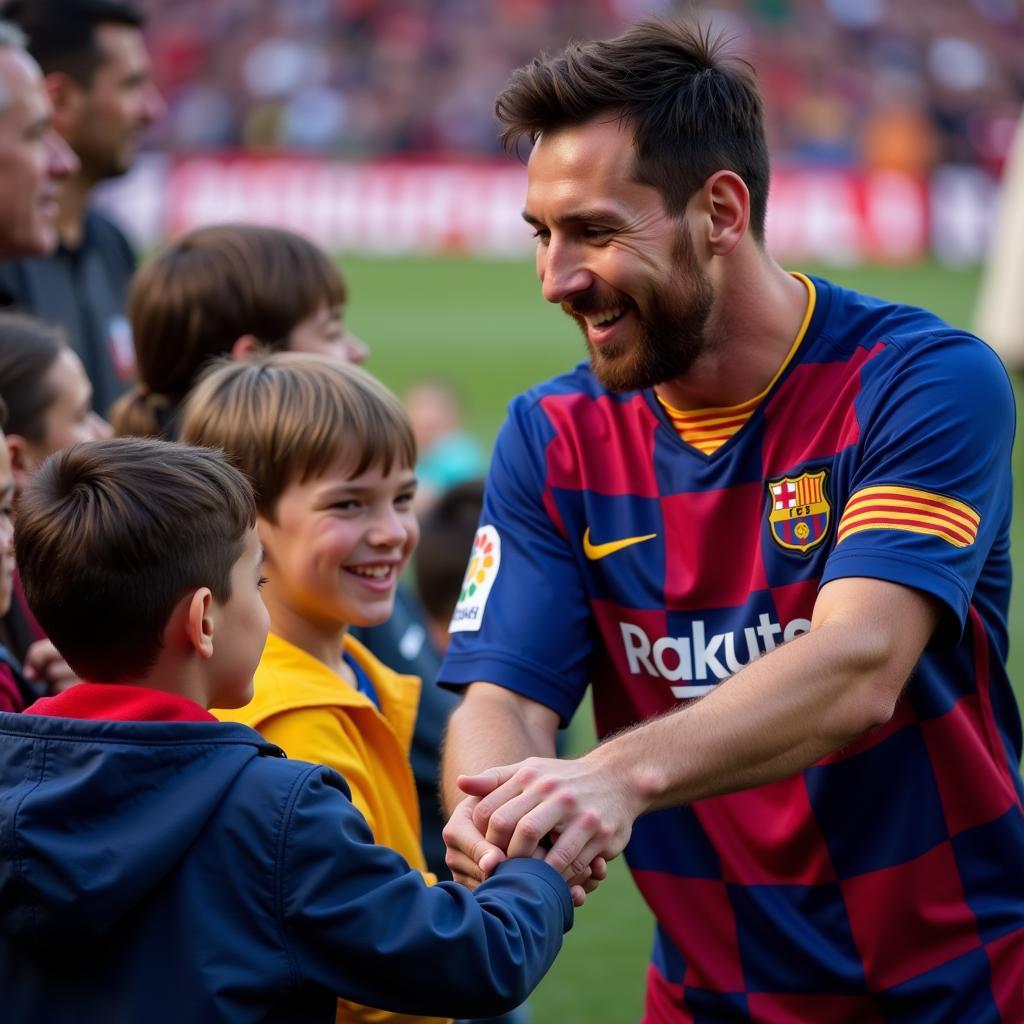 Lionel Messi interacting with his fans