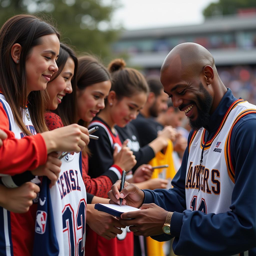 Mo signing autographs for his fans