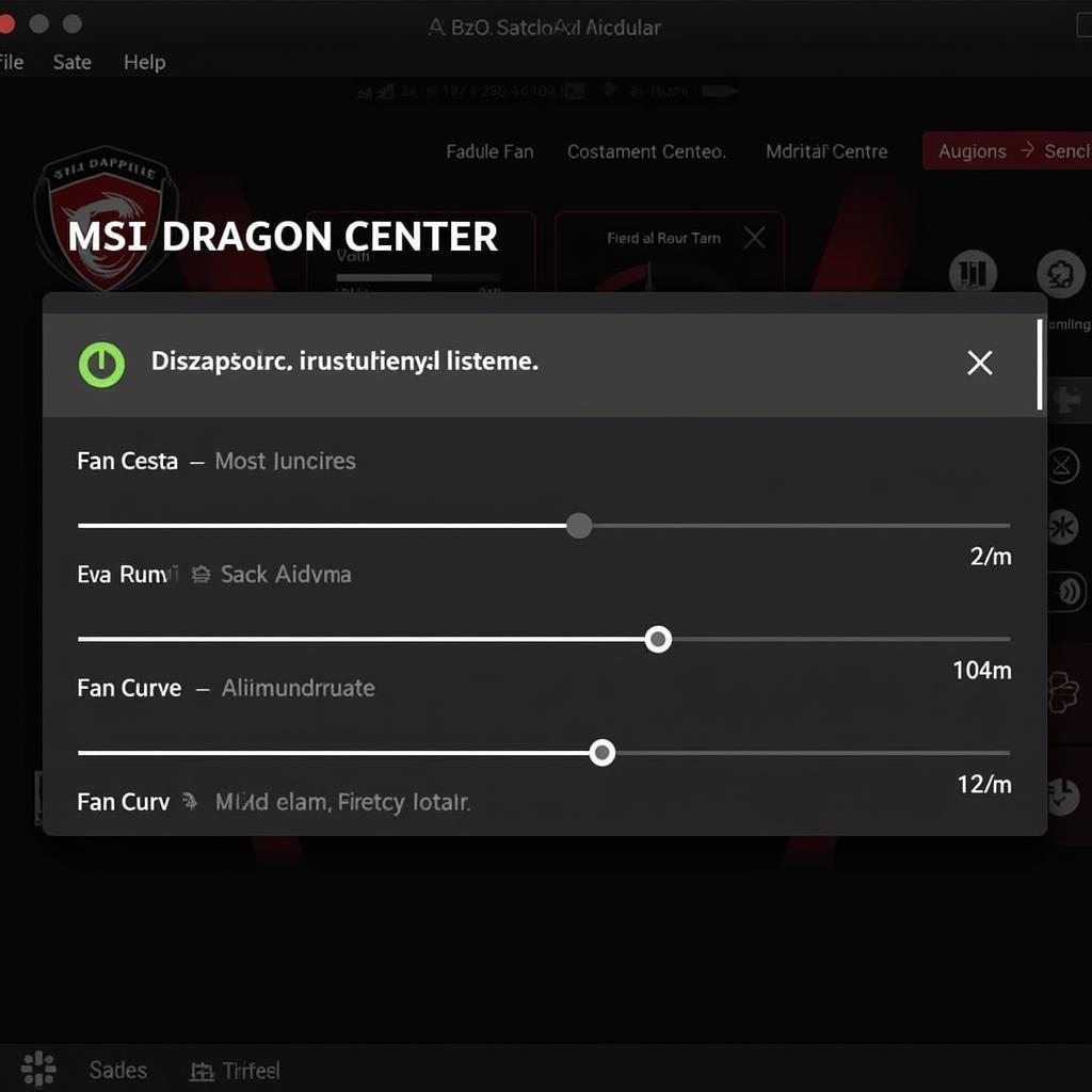 MSI Dragon Center Fan Control Interface