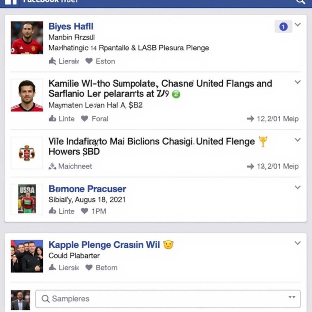 Manchester United news updates shared on a Facebook fan page