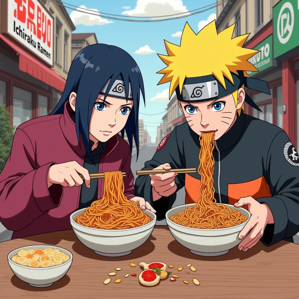 Naruto and Koro Sensei Ramen Eating Contest