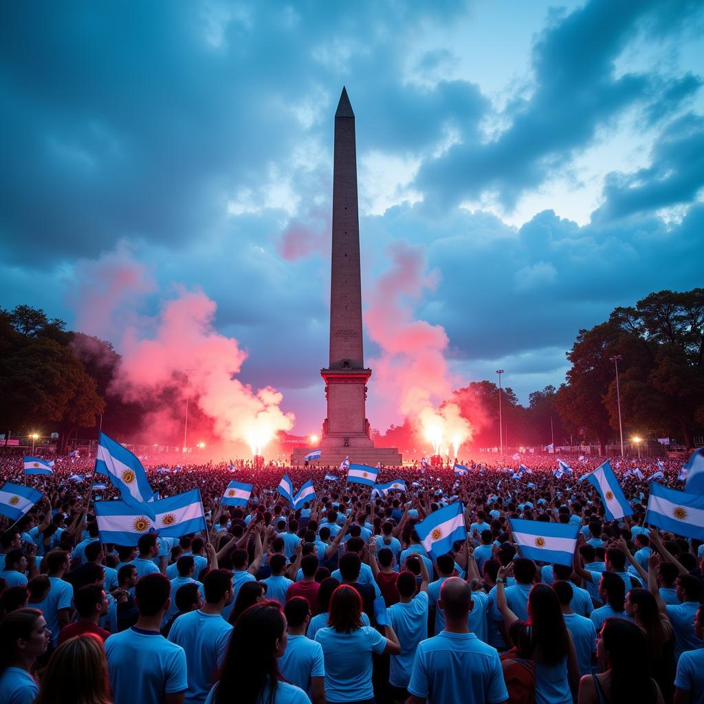 Argentina Fans Celebrating at the Obelisk