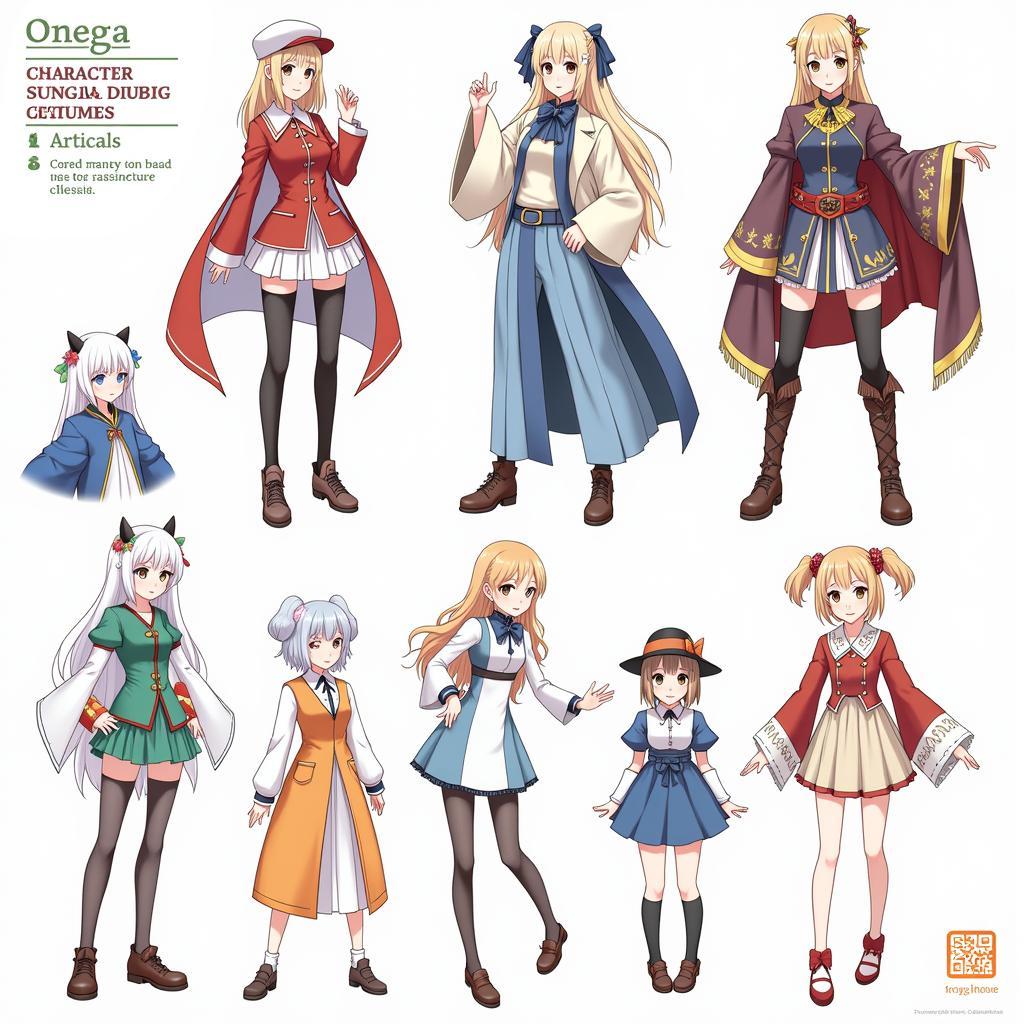 Onega Character Designs and Costumes