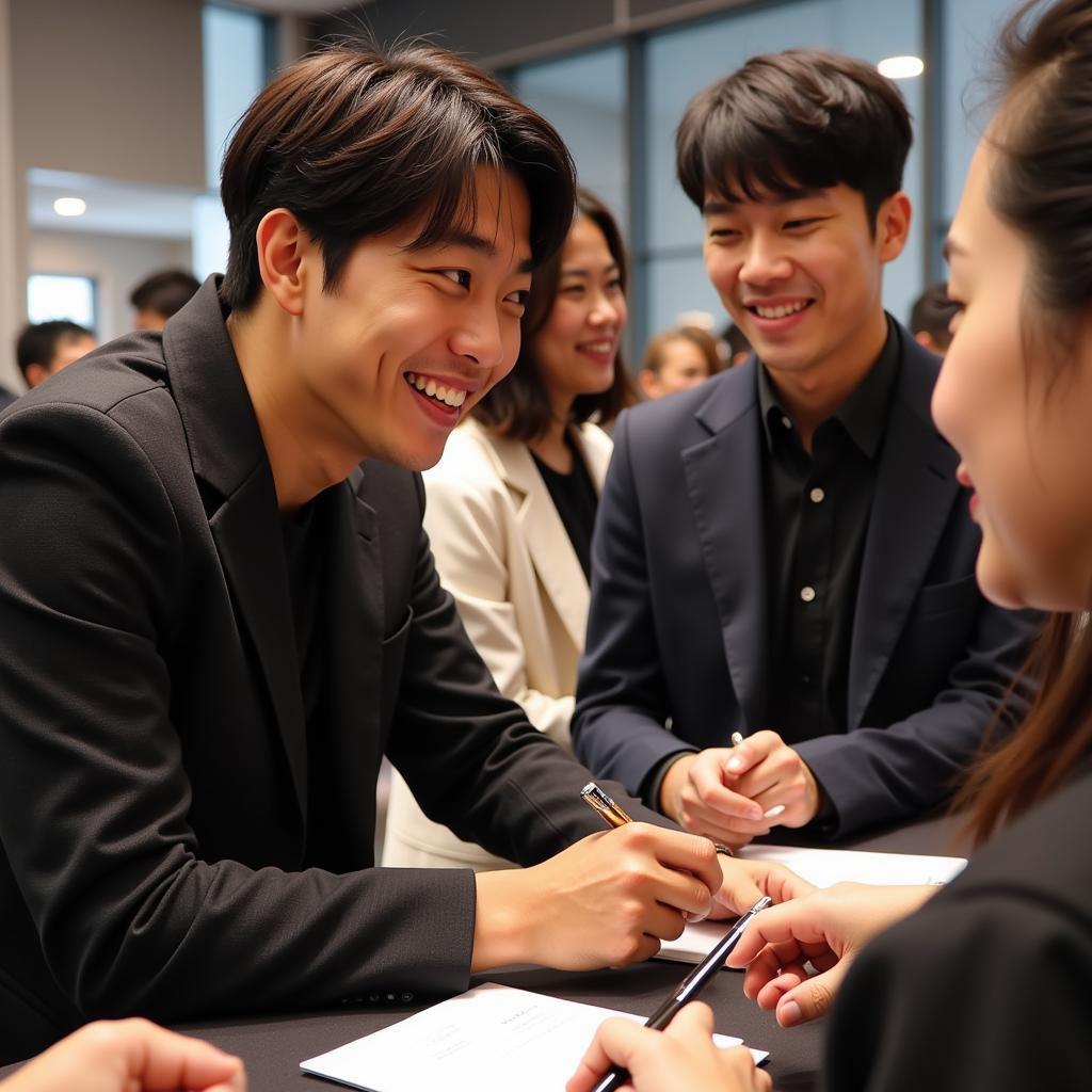 Park Woojin interacting with fans