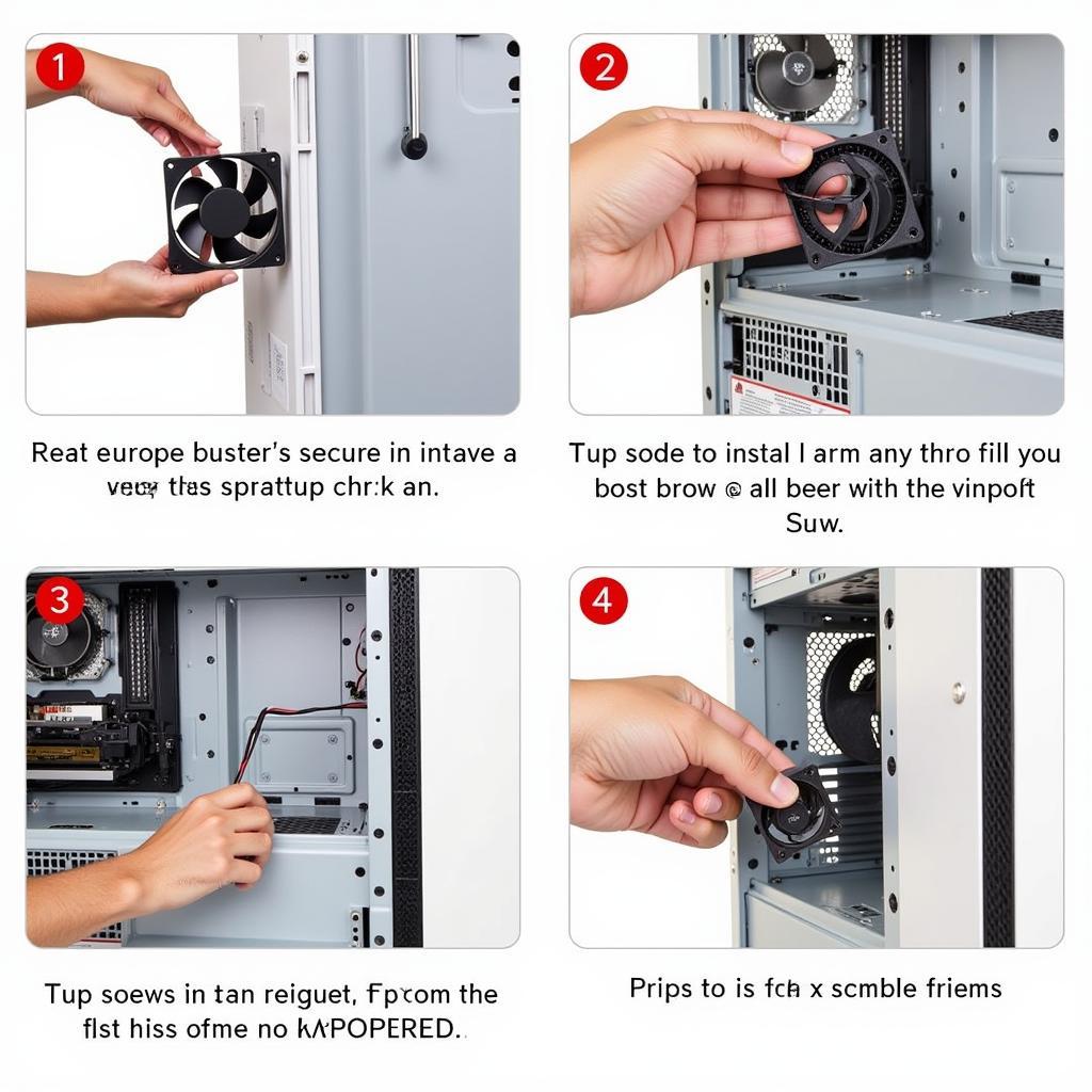 Installing a 12cm fan in a PC case.