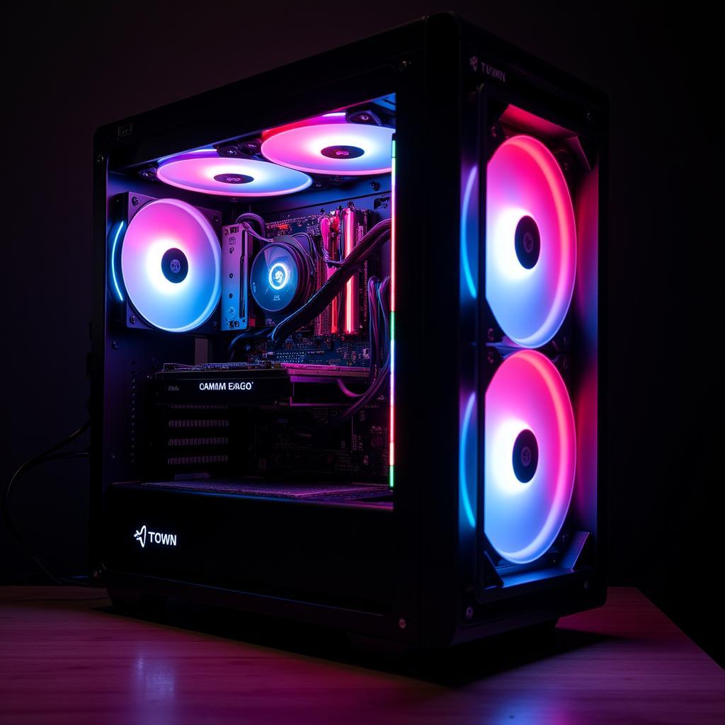 A Gaming PC with Color-Changing LED Fans