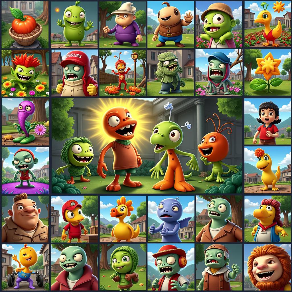 A collage showcasing the various sequels and spin-offs of the Plants vs. Zombies franchise.