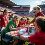 Fans enjoying pre-game activities in the fan zone