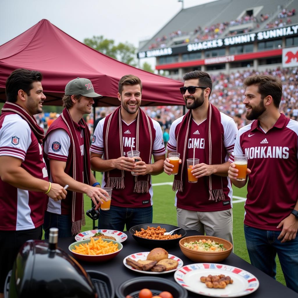 Fans engaging in pre-game rituals