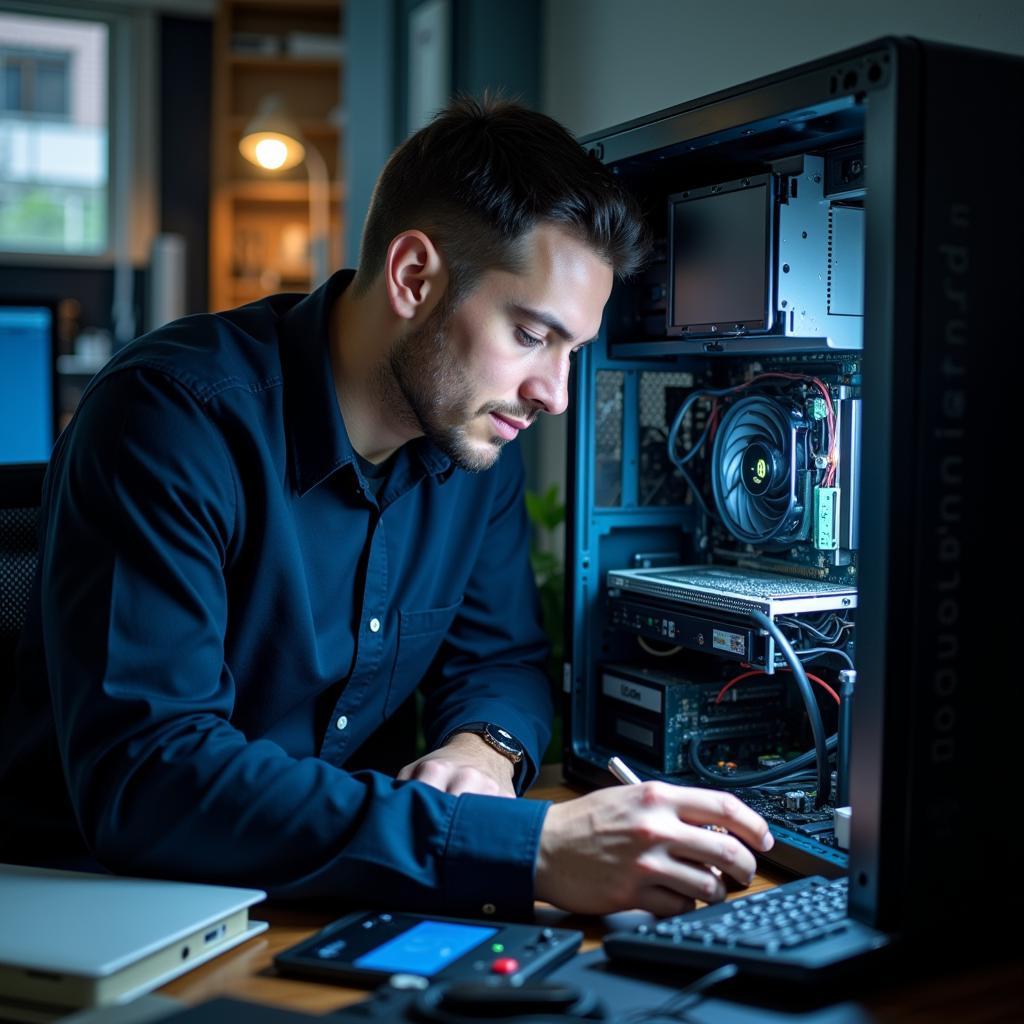Professional Technician Repairing Computer