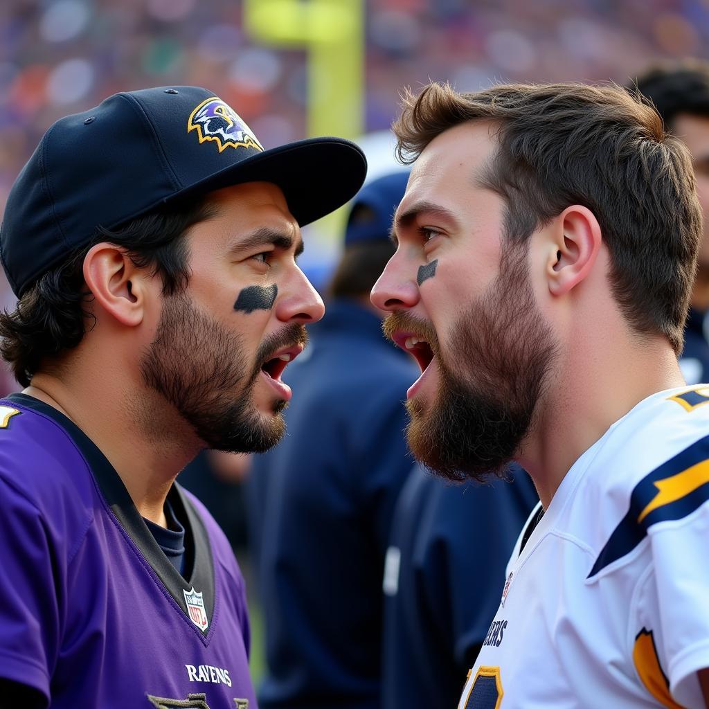 A Tense Moment Between Ravens and Chargers Fans