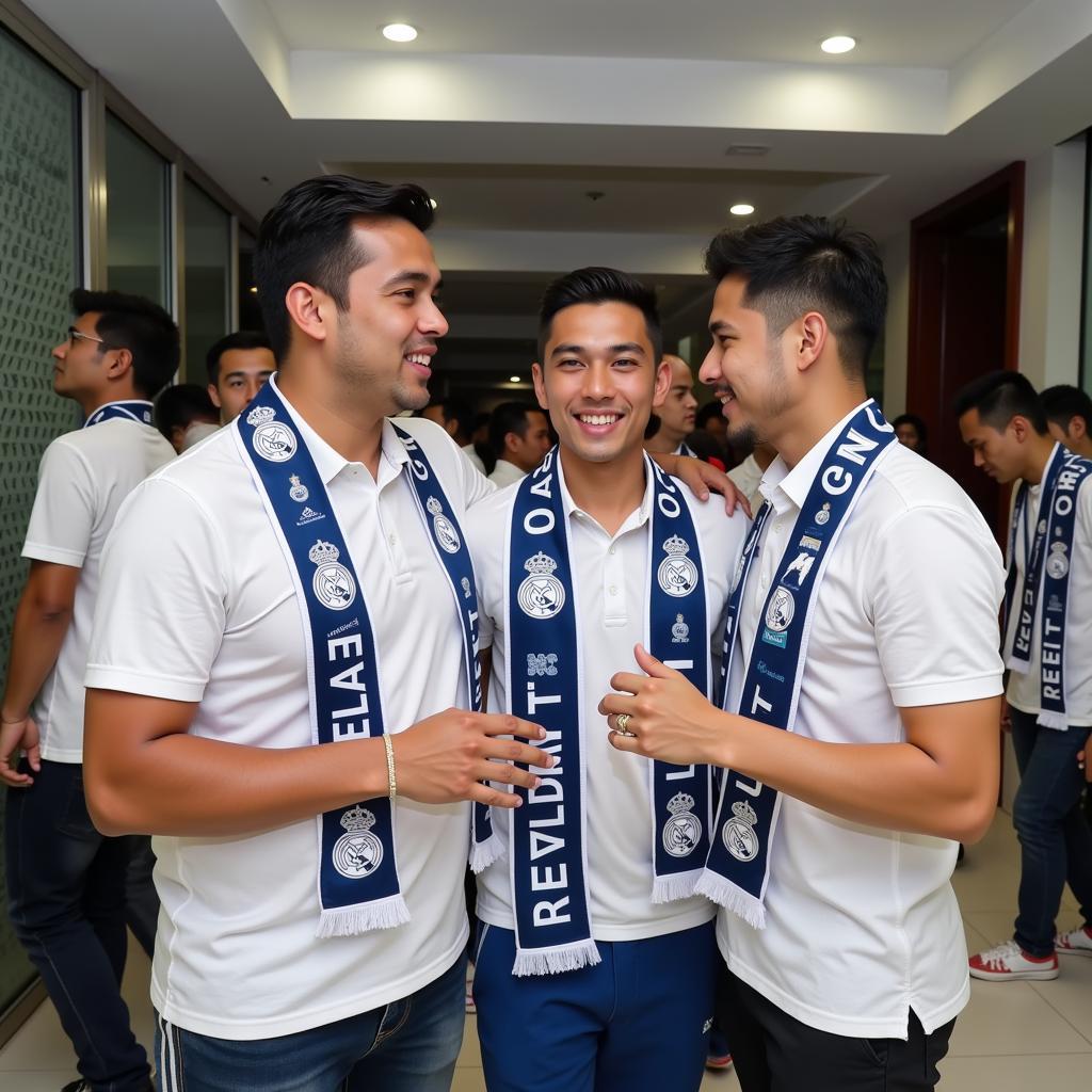 Members of a Real Madrid fan club in Vietnam meeting