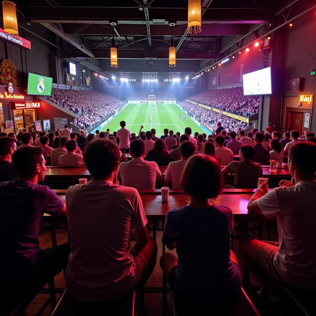 Real Madrid fans in Ho Chi Minh City watching a match at a local sports bar