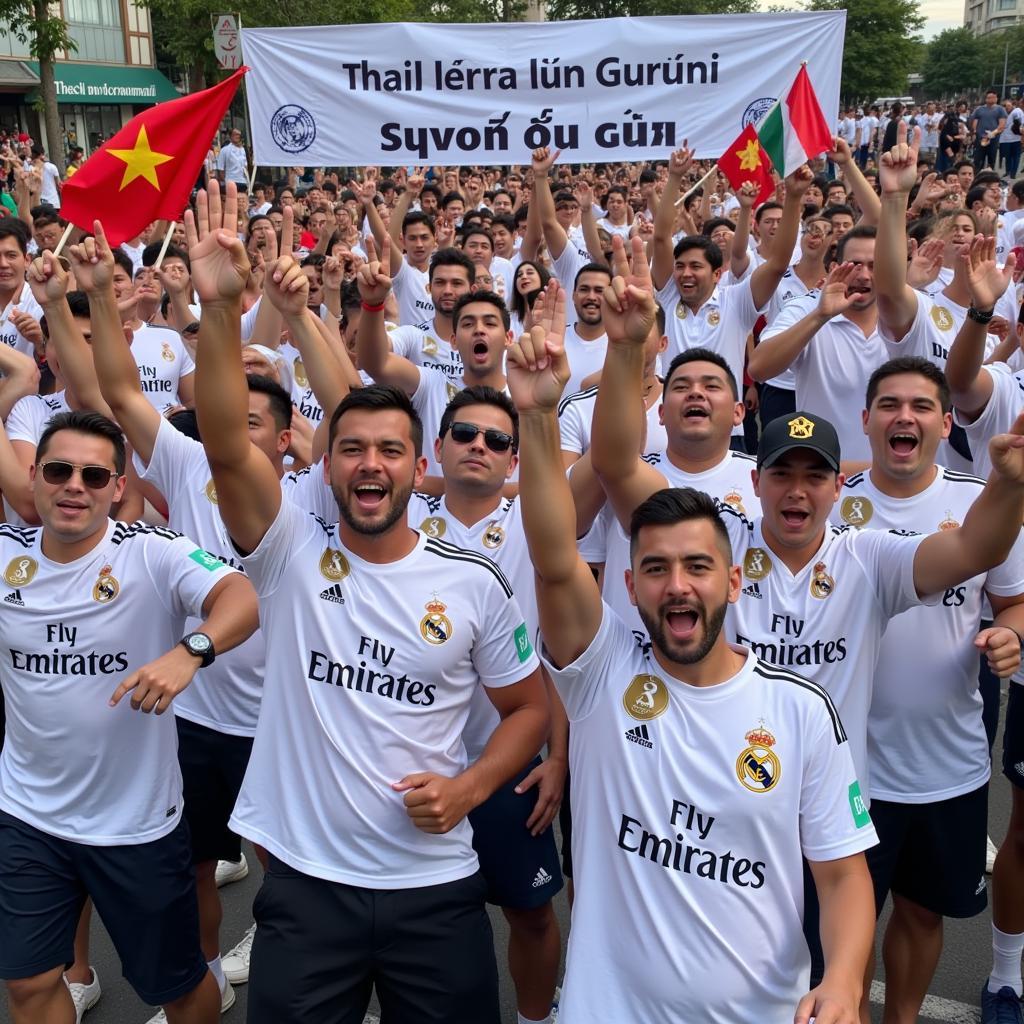 Real Madrid fans in Vietnam celebrating a victory