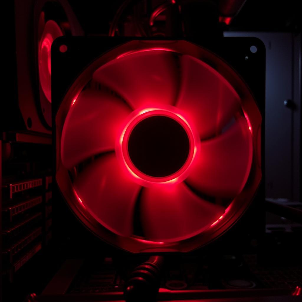 Close-up of a Red LED CPU Fan