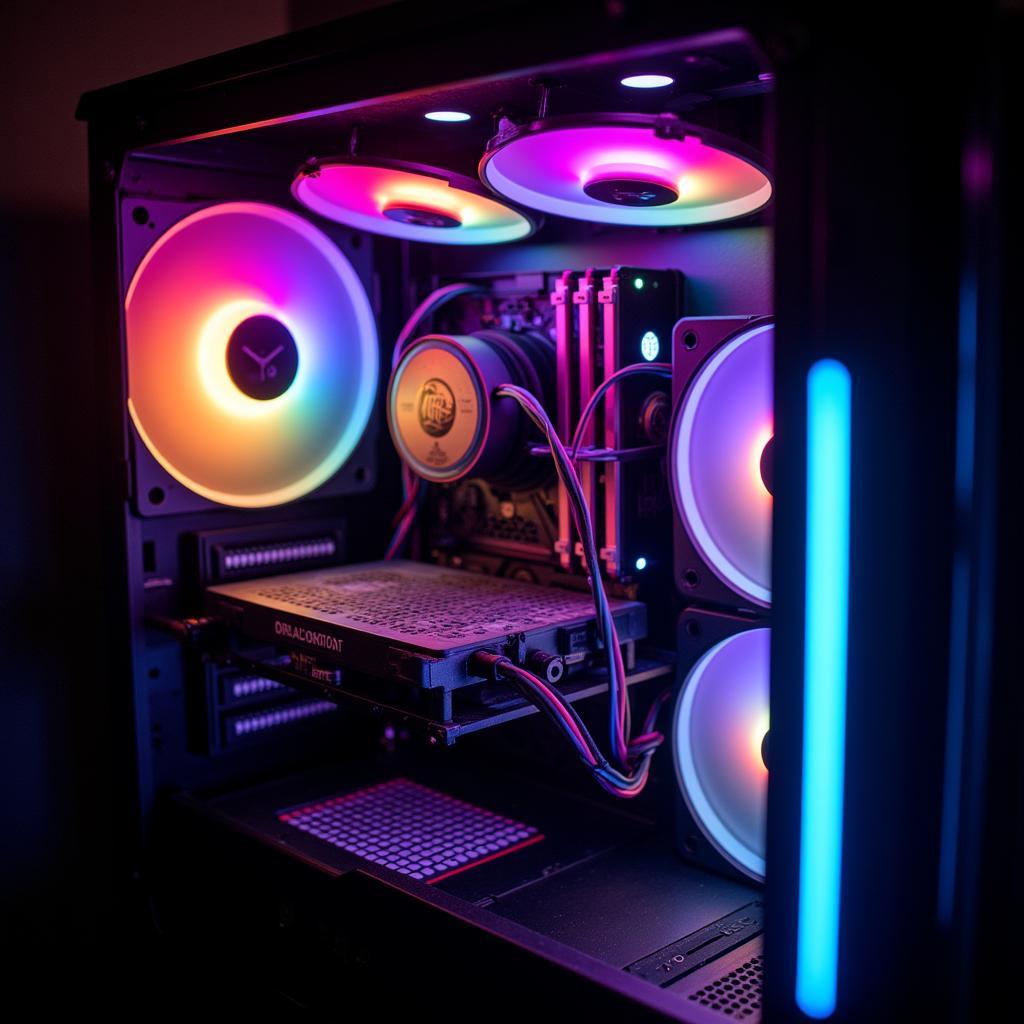 Close-up of RGB fan case showcasing vibrant colors