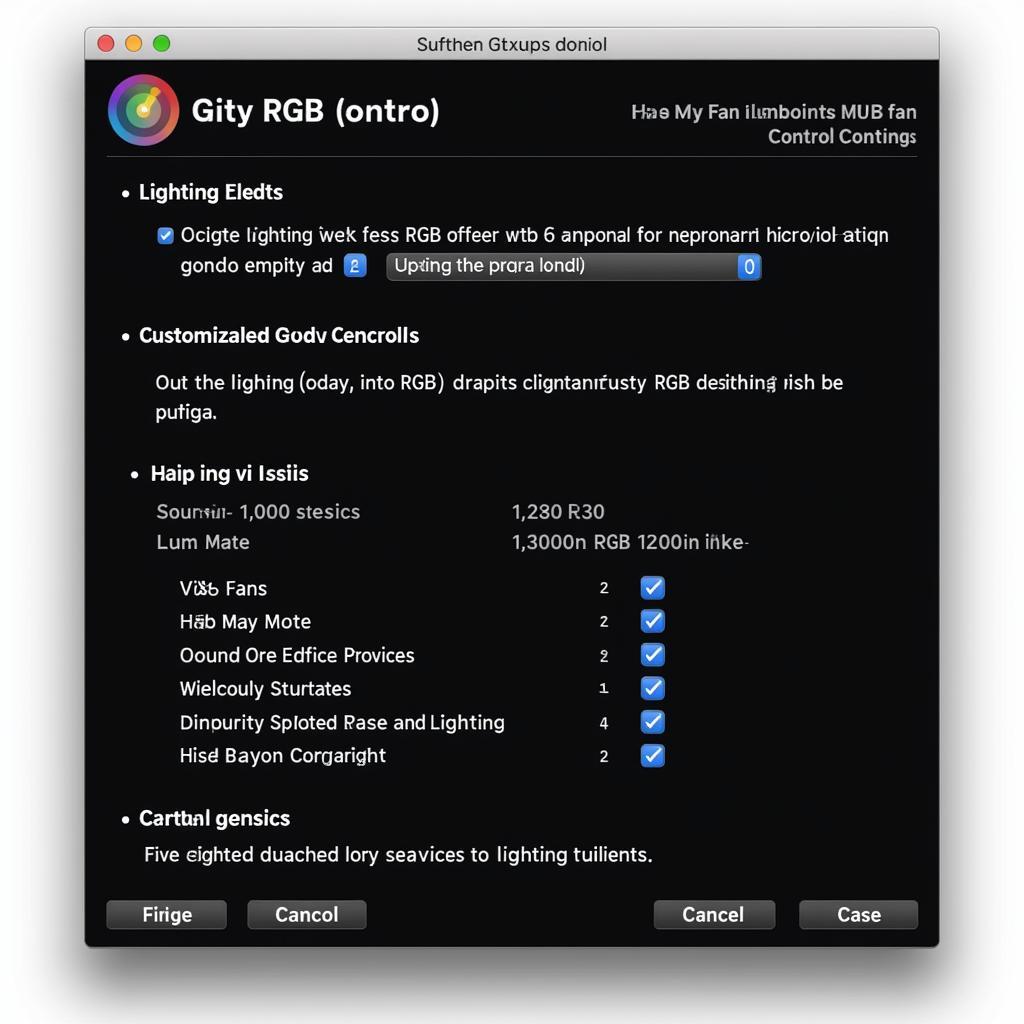 Screenshot of RGB fan controller software interface.