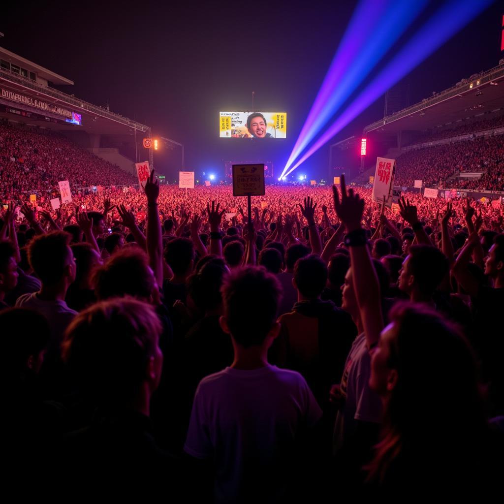 Large crowd of fans at Running Man fan meeting in 2019