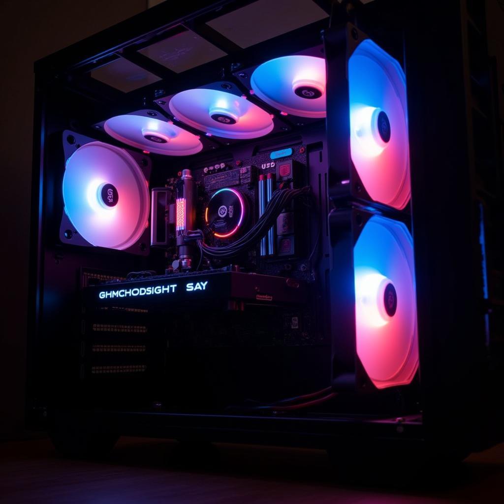 Multiple Sama RGB fans installed in a PC case, demonstrating their visual impact and airflow optimization.