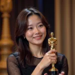 Shin Se Kyung accepting an award for her acting performance, highlighting her achievements and recognition within the industry.