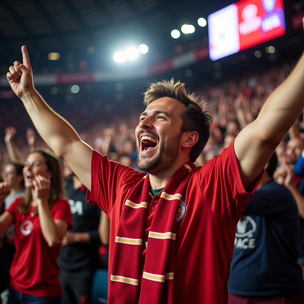 Football Fan Wearing Team Jersey and Scarf