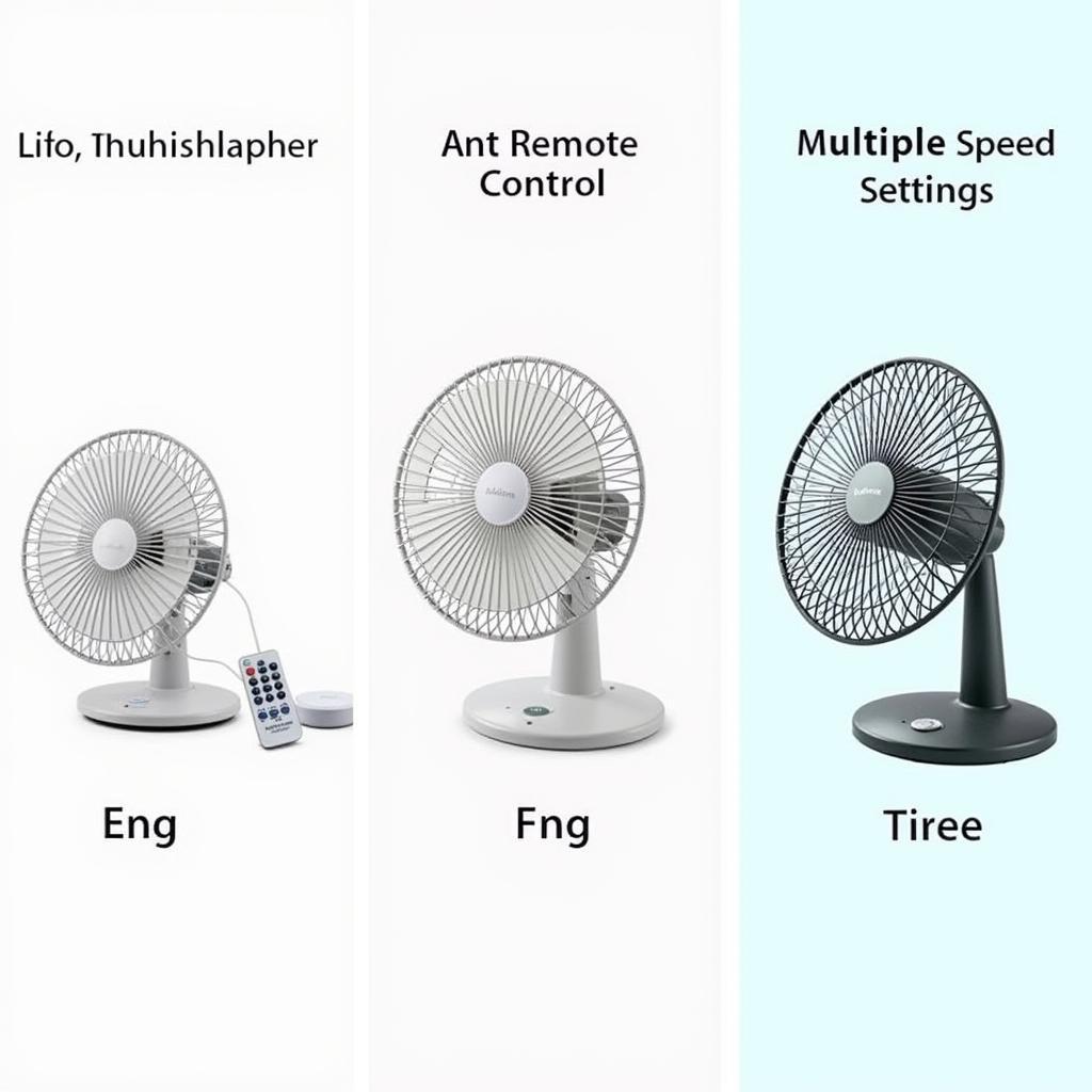 Comparison of table fan features: oscillation, speed settings, remote control