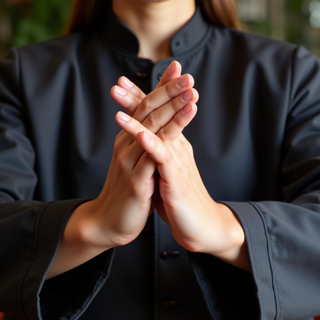 Close-up of Hand Movements in Tai Chi Fan Yang Style