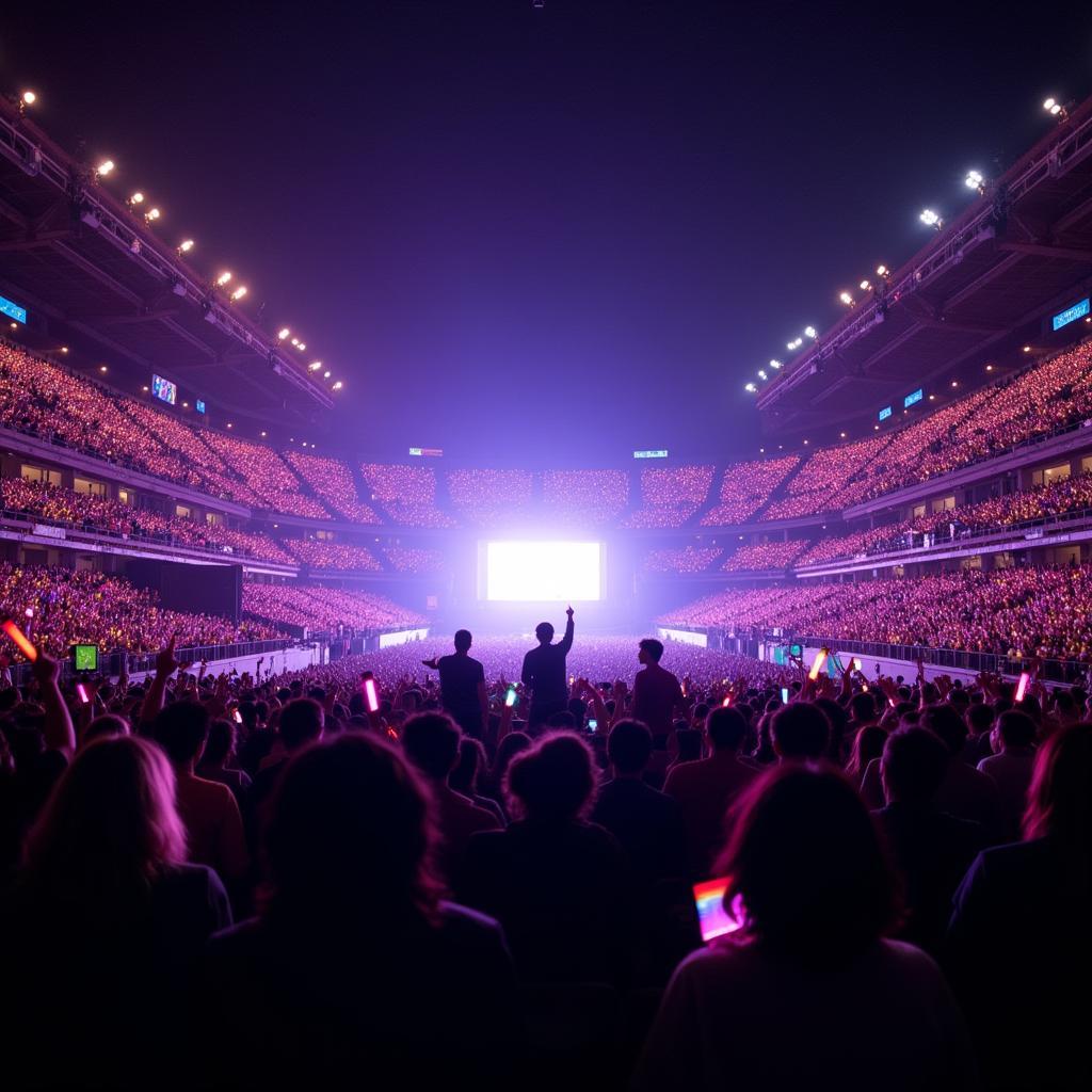 TFBOYS fans at a concert, holding light sticks and cheering enthusiastically