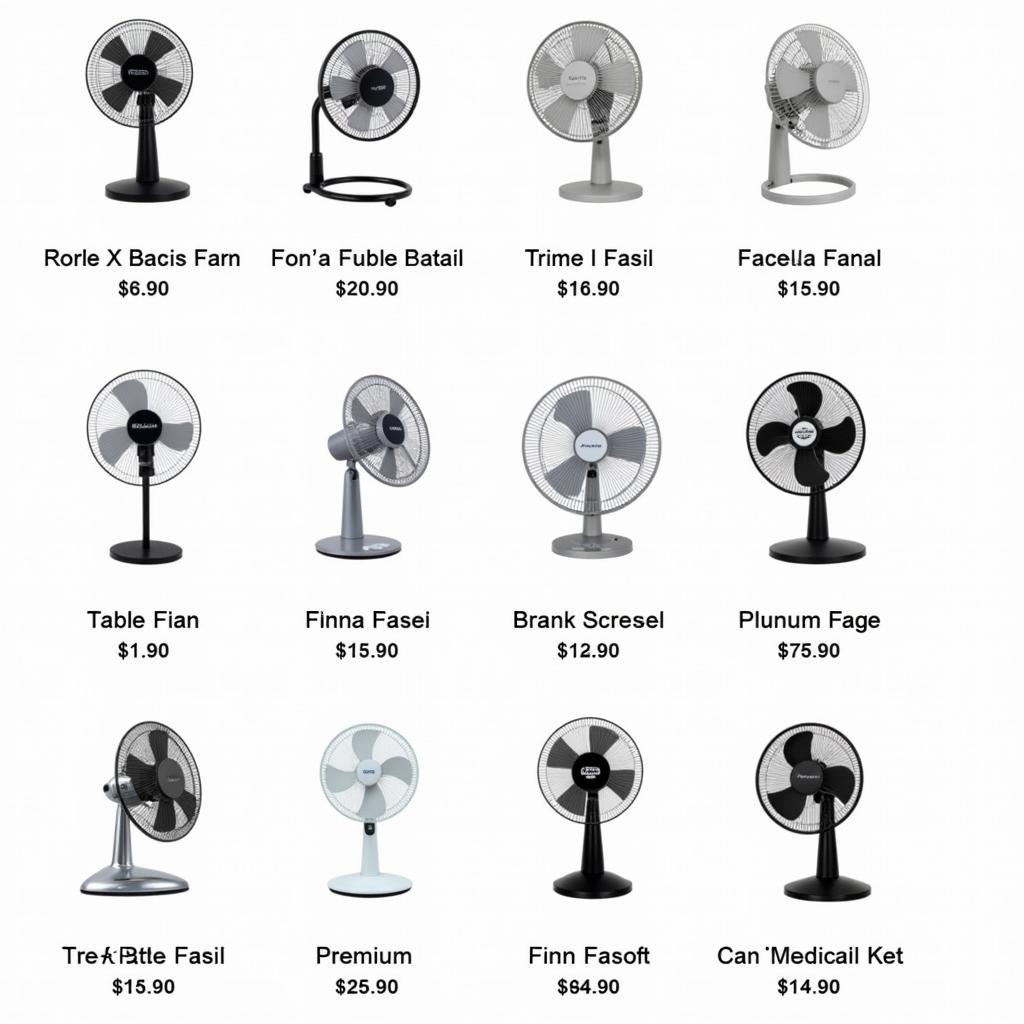 Various table fans in different price ranges, from budget-friendly to high-end.