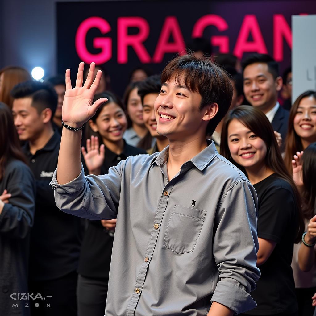 G-Dragon interacting with fans at the 2016 Japan Fantastic Baby Fan Meeting