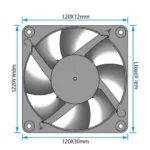 24V 120x120 DC Fan Dimensions Diagram