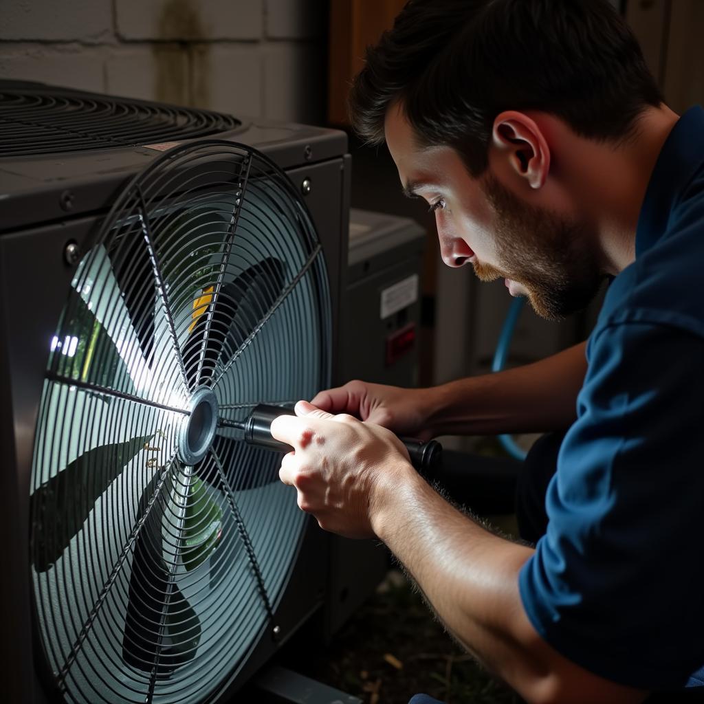 Checking AC Fan Blade for Obstructions