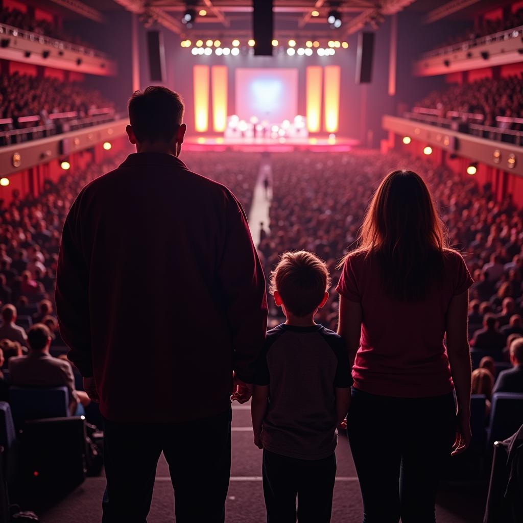 Reluctant family members at a concert.