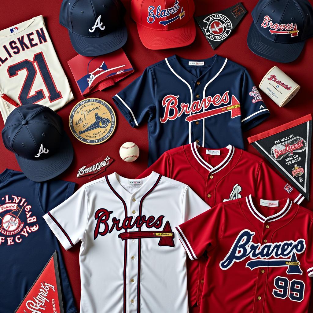 Atlanta Braves fan showcasing their collection of team memorabilia.