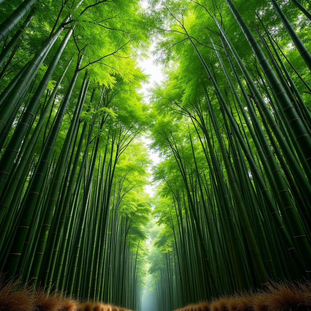 A lush bamboo forest representing the sustainable nature of bamboo as a resource.