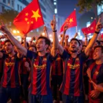 Vietnamese Barca Fans Celebrating a Victory