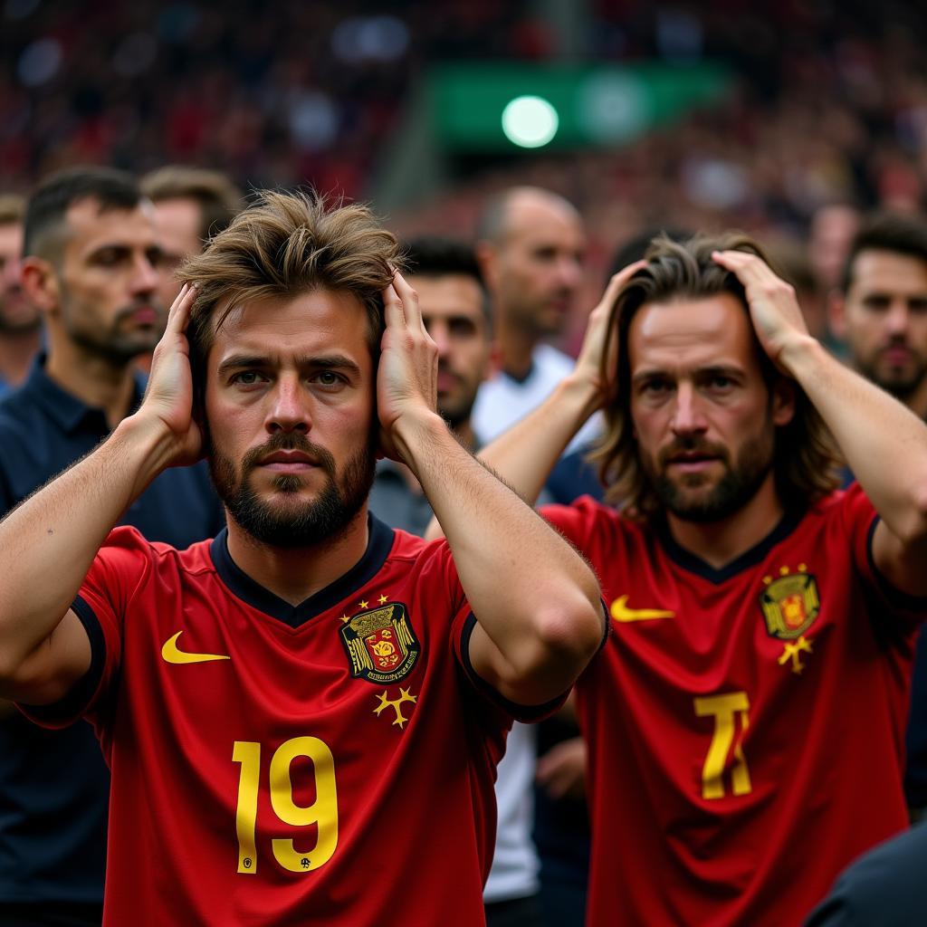 Belgian fans reacting with disappointment during the 2022 World Cup