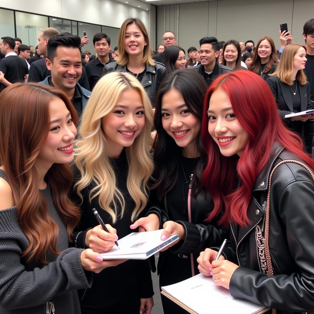 Blackpink interacting with fans at a 2018 fan meeting